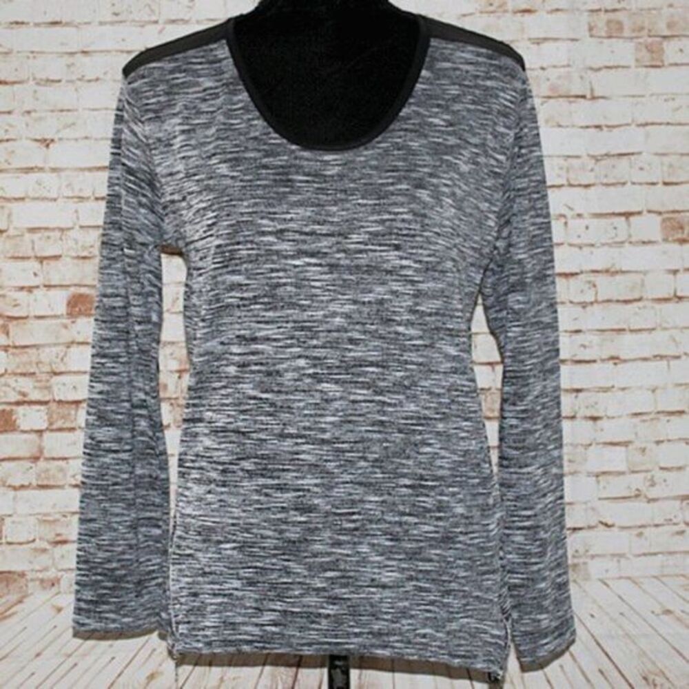 Love Long Sleeve Gray Faux Leather Top Size XL